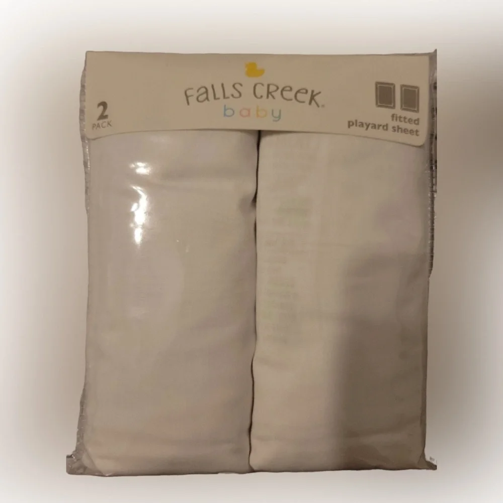 FALLS CREEK baby 2 Pack 100% Cotton Play Yard Fitted Sheet - White New